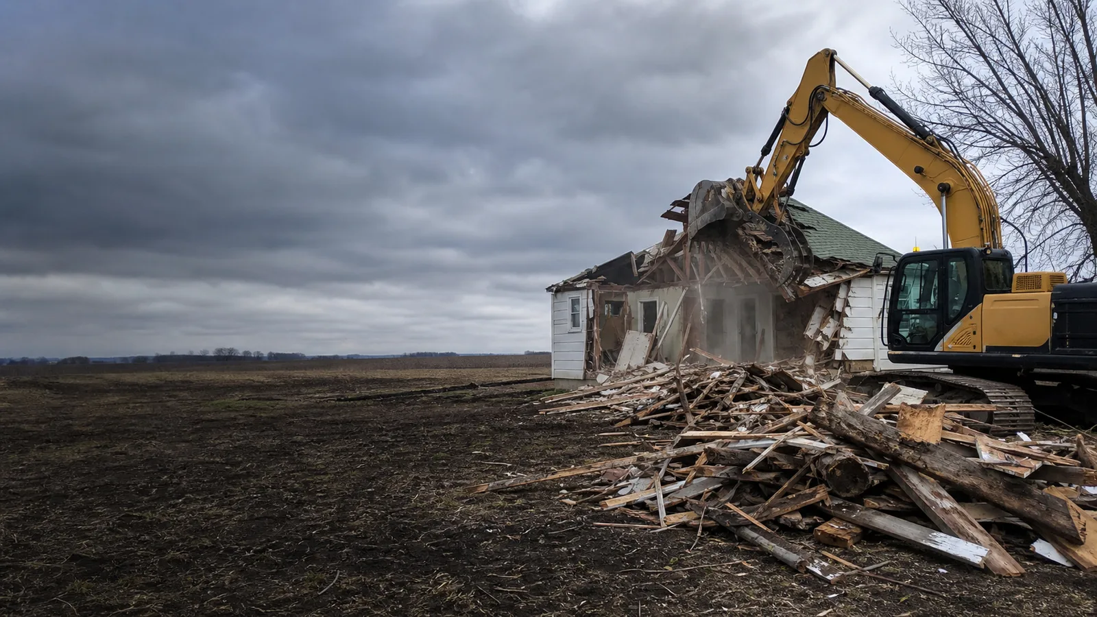 Equipment at a controlled Michigan concrete and building removal site