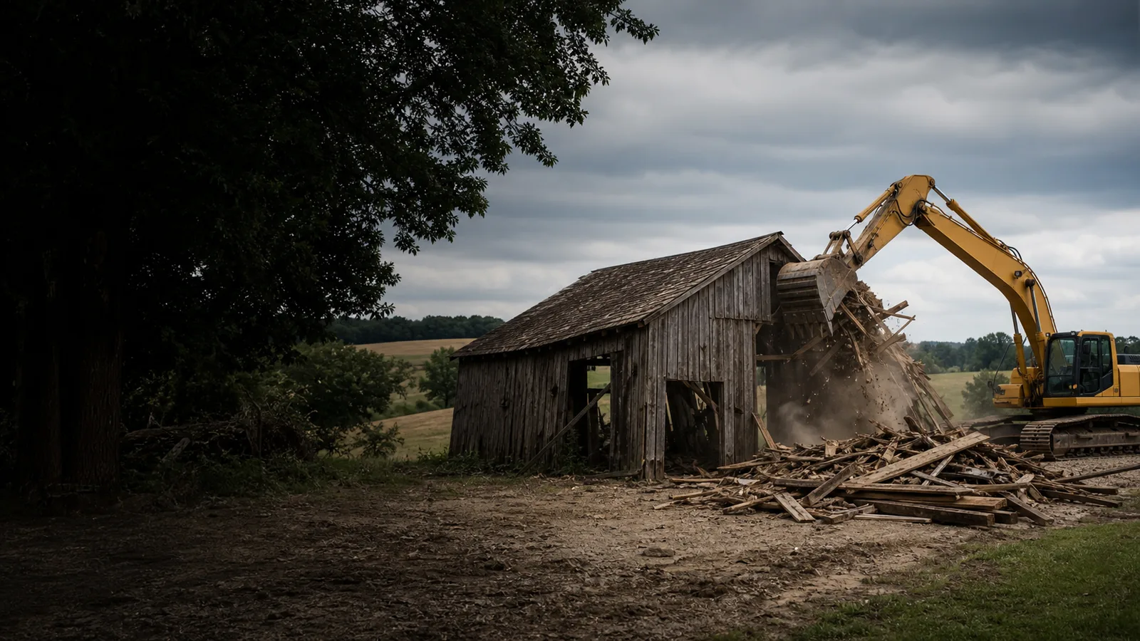 Michigan building removal site prepared for controlled demolition