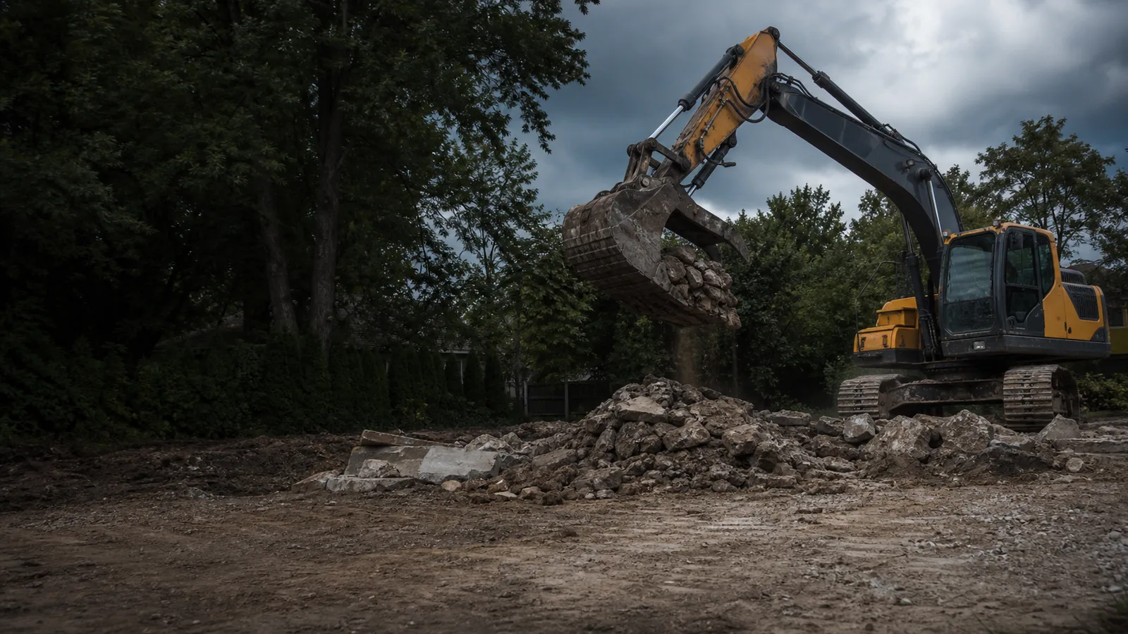 Controlled building demolition and debris handling at a Westland property
