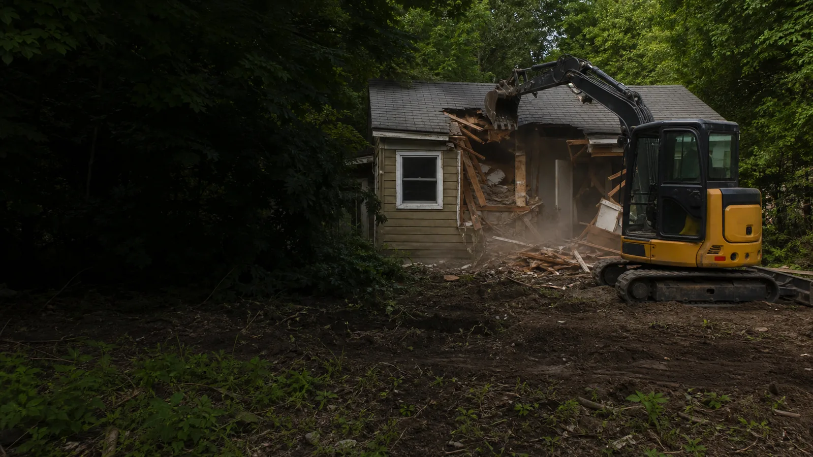 Controlled demolition work at a Whitmore Lake area property