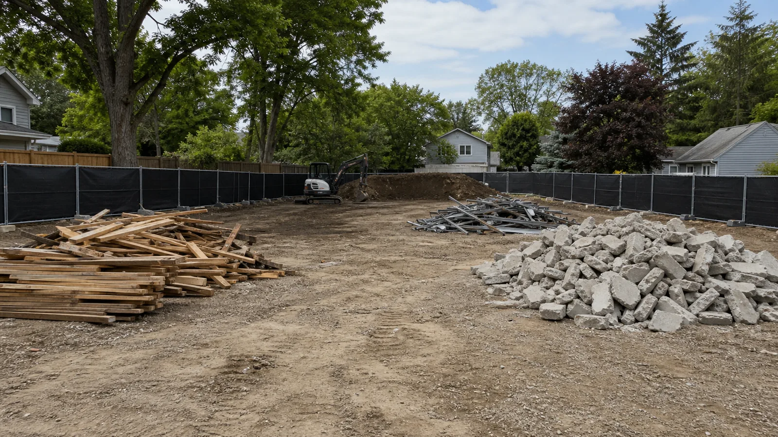 Ann Arbor demolition materials organized for safe staging