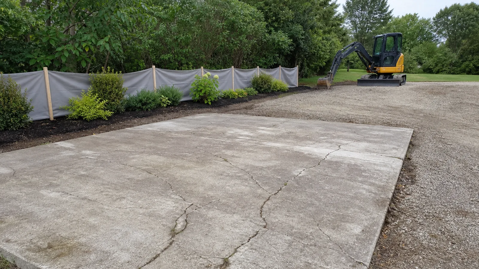 Ann Arbor concrete removal planning scene with protected landscaping