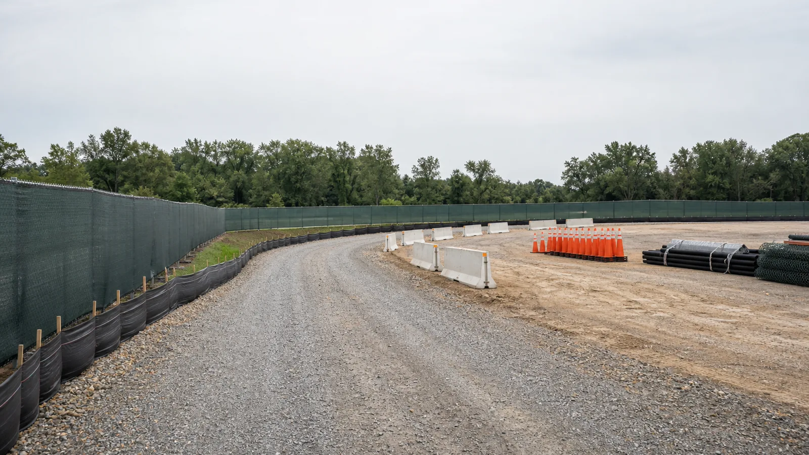 Ypsilanti demolition access lane with protected edges and staging